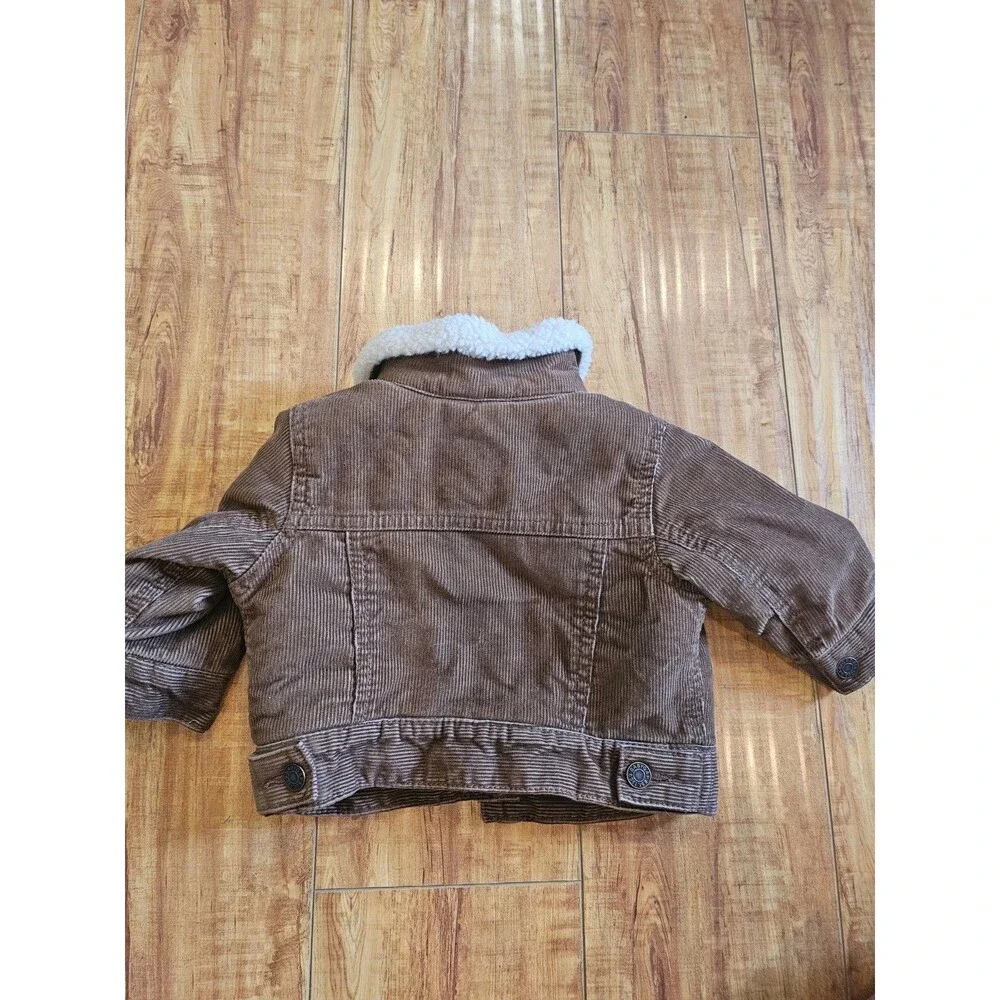 Baby Gap Deep Camel Corduroy Sherpa Lined Winter Coat Jacket Size 0-6M